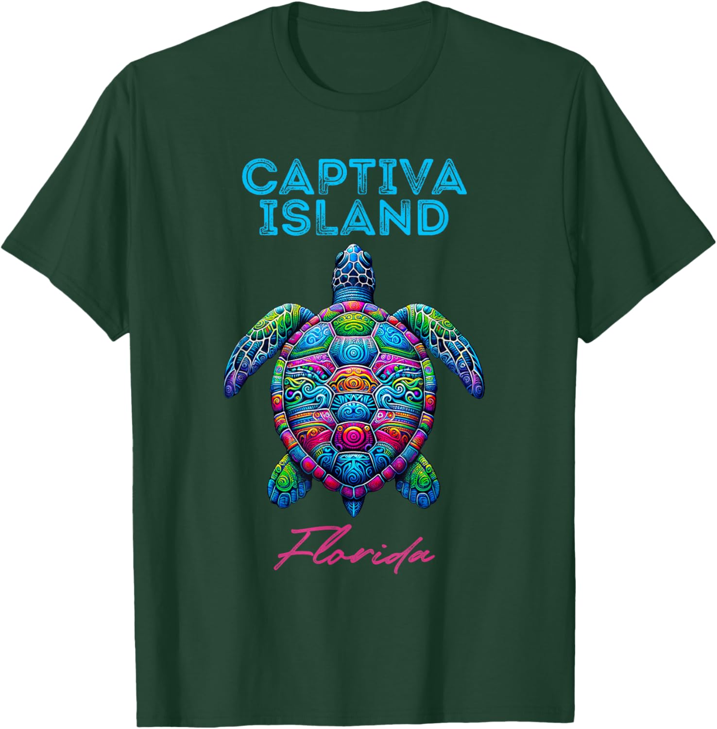 Captiva Island Florida Tribal Beach Sea Turtle T-Shirt - T-Shirt | Forest