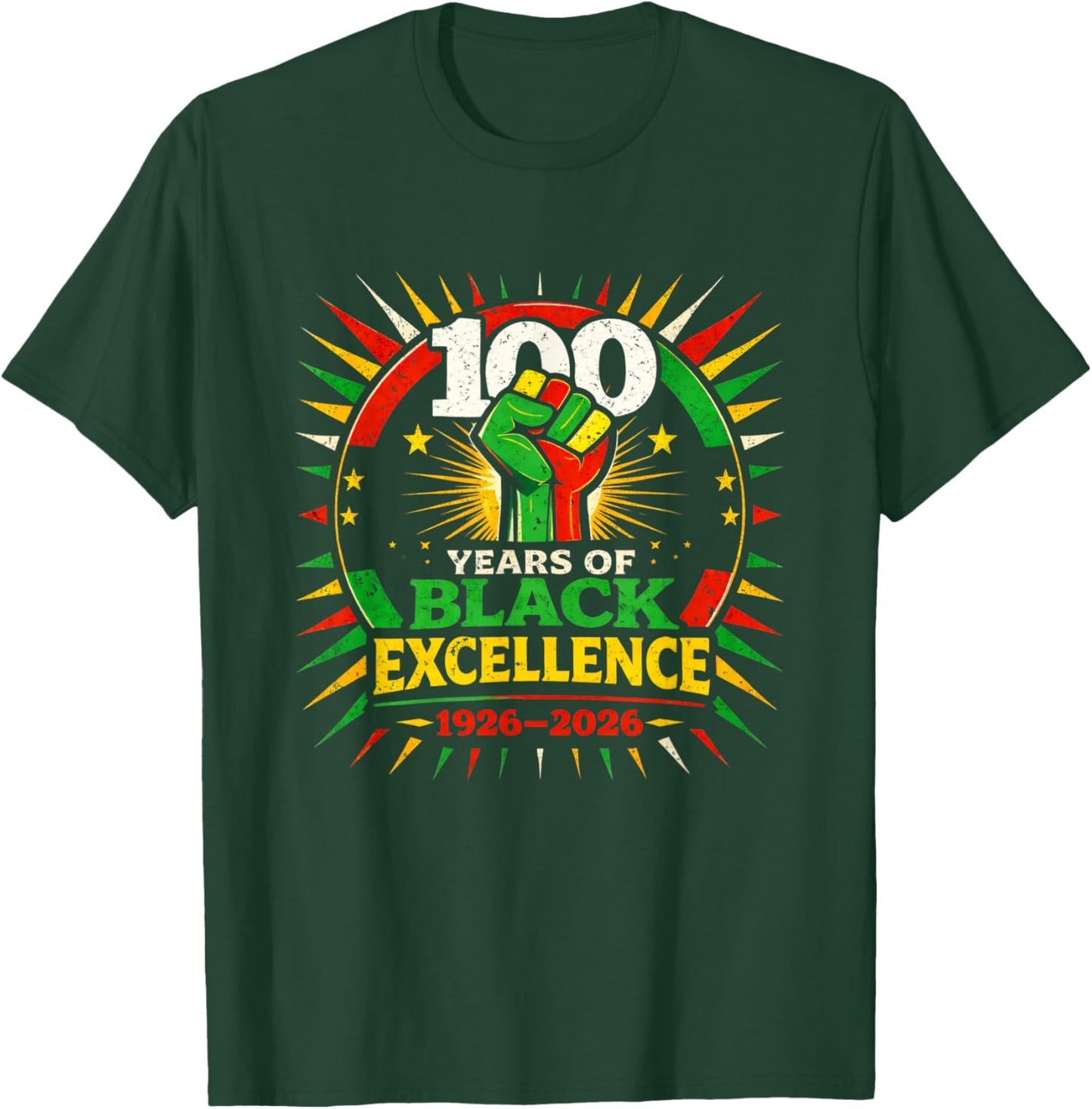 100 Years of Black Excellence Centennial Black History Month T-Shirt - T-Shirt | Forest