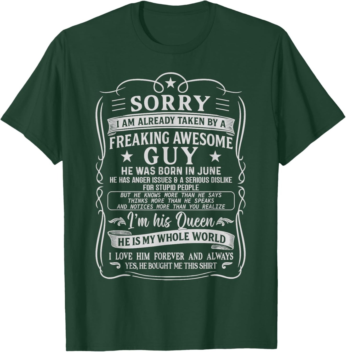 I Am Already Taken by Freaking Awesome Guy Born in June T-Shirt - T-Shirt | Forest