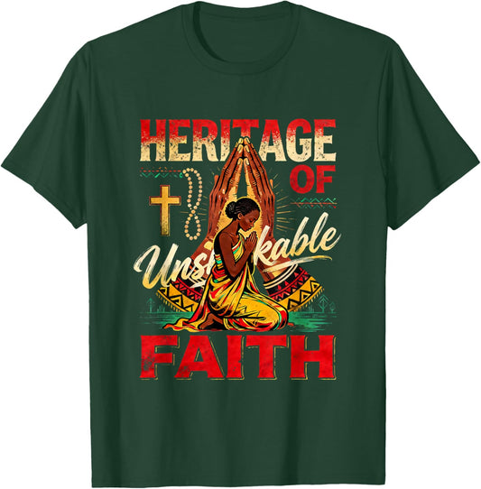 Heritage of Unshakable Faith African Spiritual Pride T-Shirt - T-Shirt | Forest