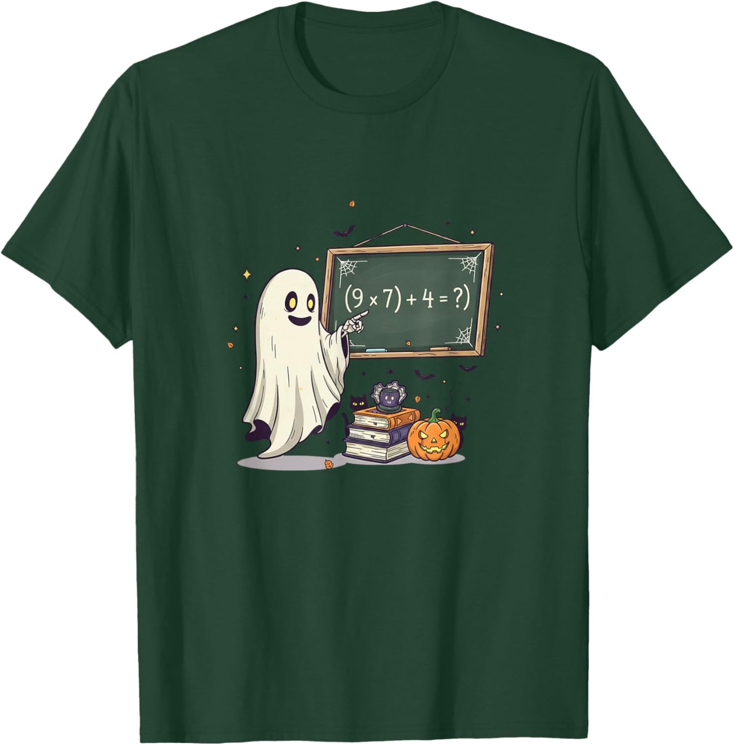 67 Teacher Halloween Ghost Six Seven Meme Math Joke T-Shirt - T-Shirt | Forest