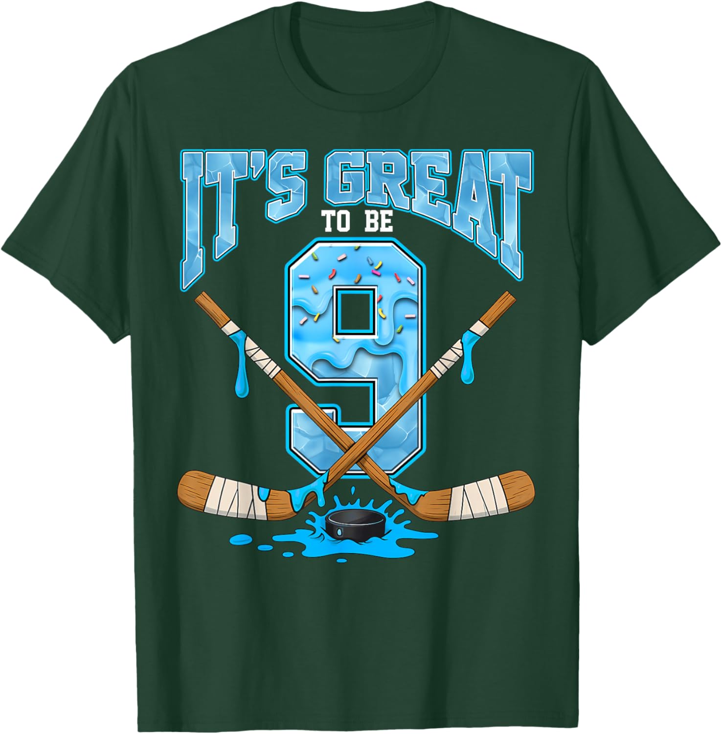 9th Birthday Hockey Lovers It's Great to Be 9 Years Old T-Shirt - T-Shirt | Forest