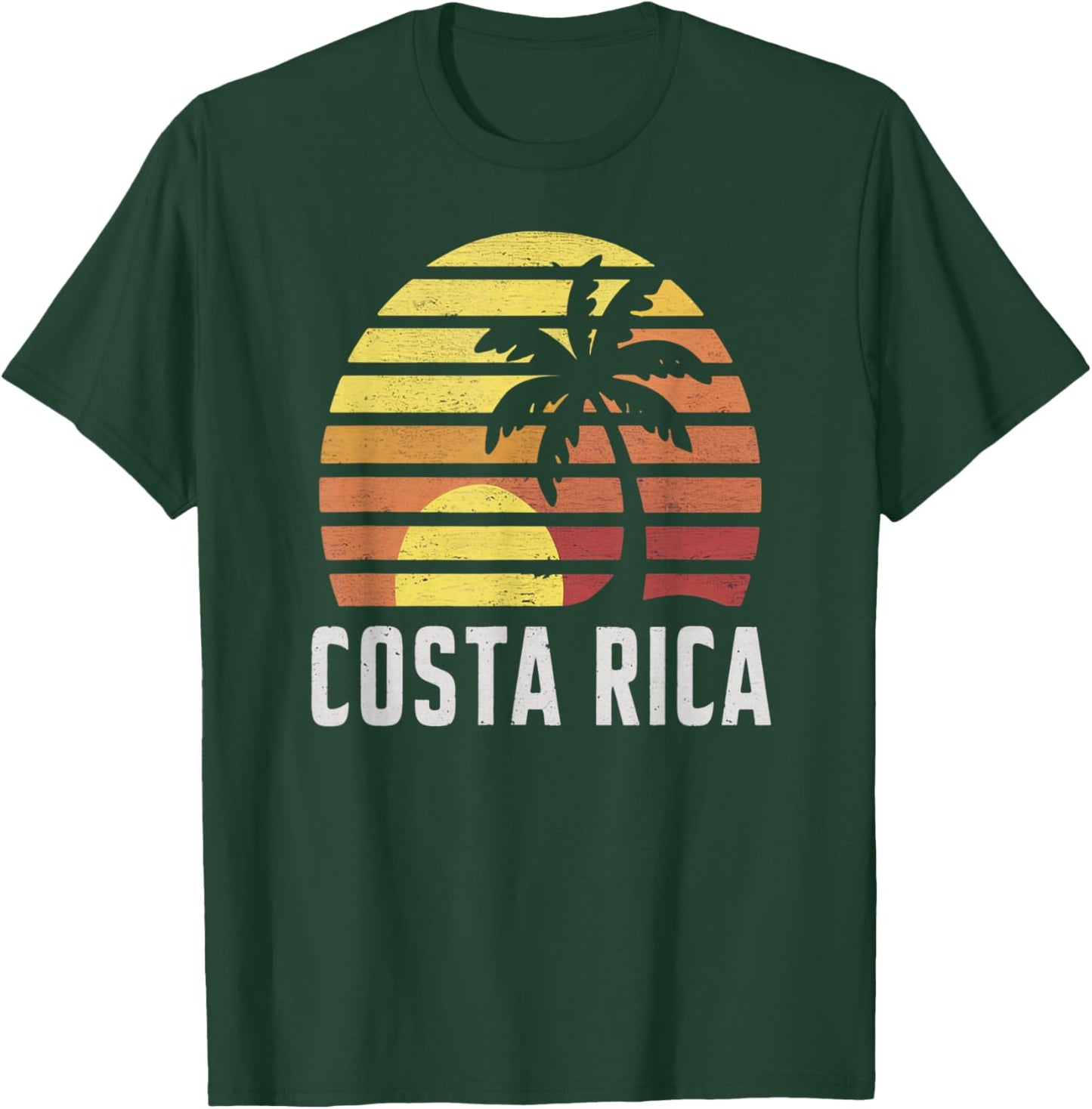 Costa Rica Retro Sunset Scene with Palm and Horizon Vibes T-Shirt - T-Shirt | Forest