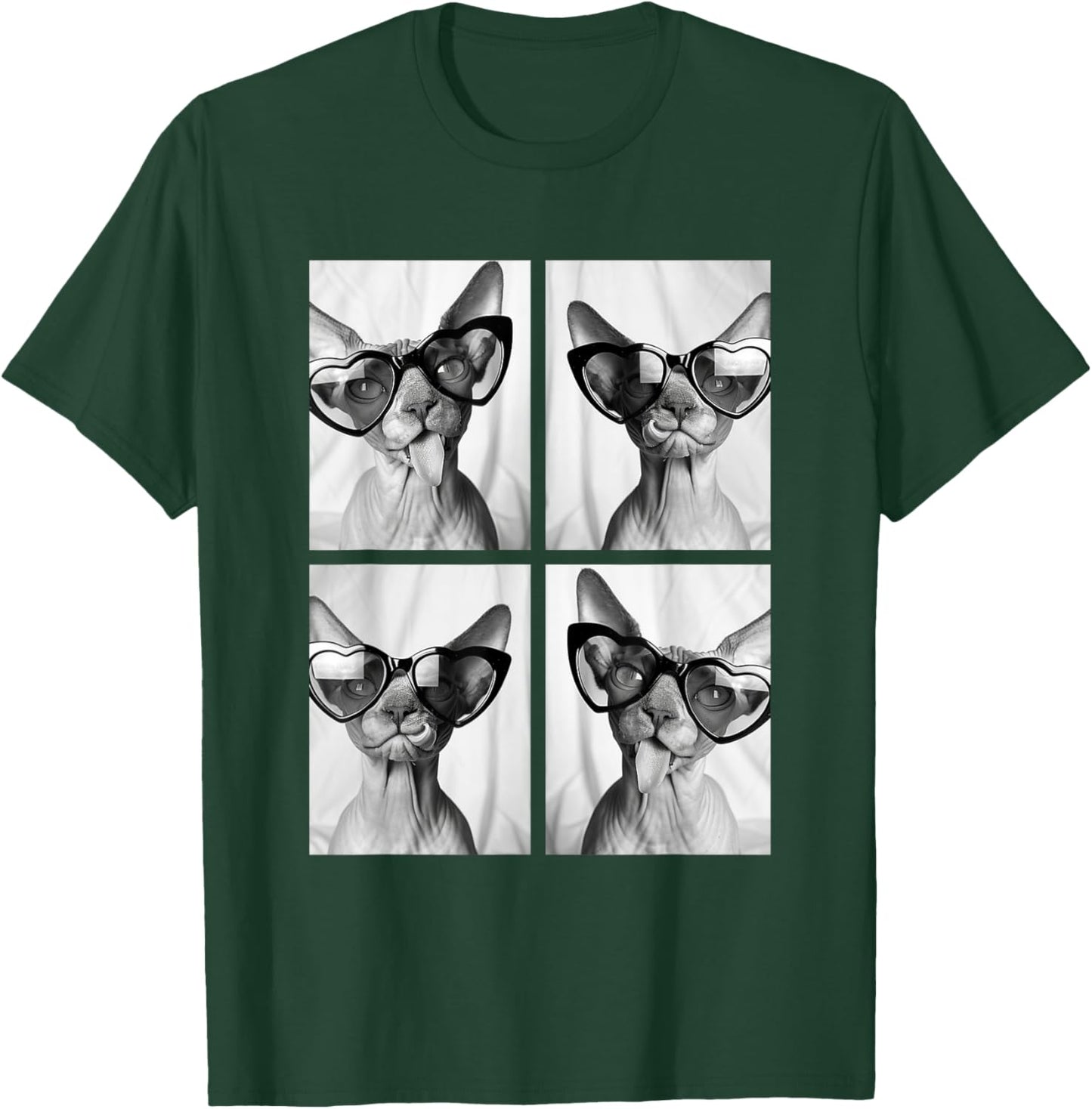Sphynx Cats with Hearts Sunglasses Funny Valentine's Day T-Shirt - T-Shirt | Forest