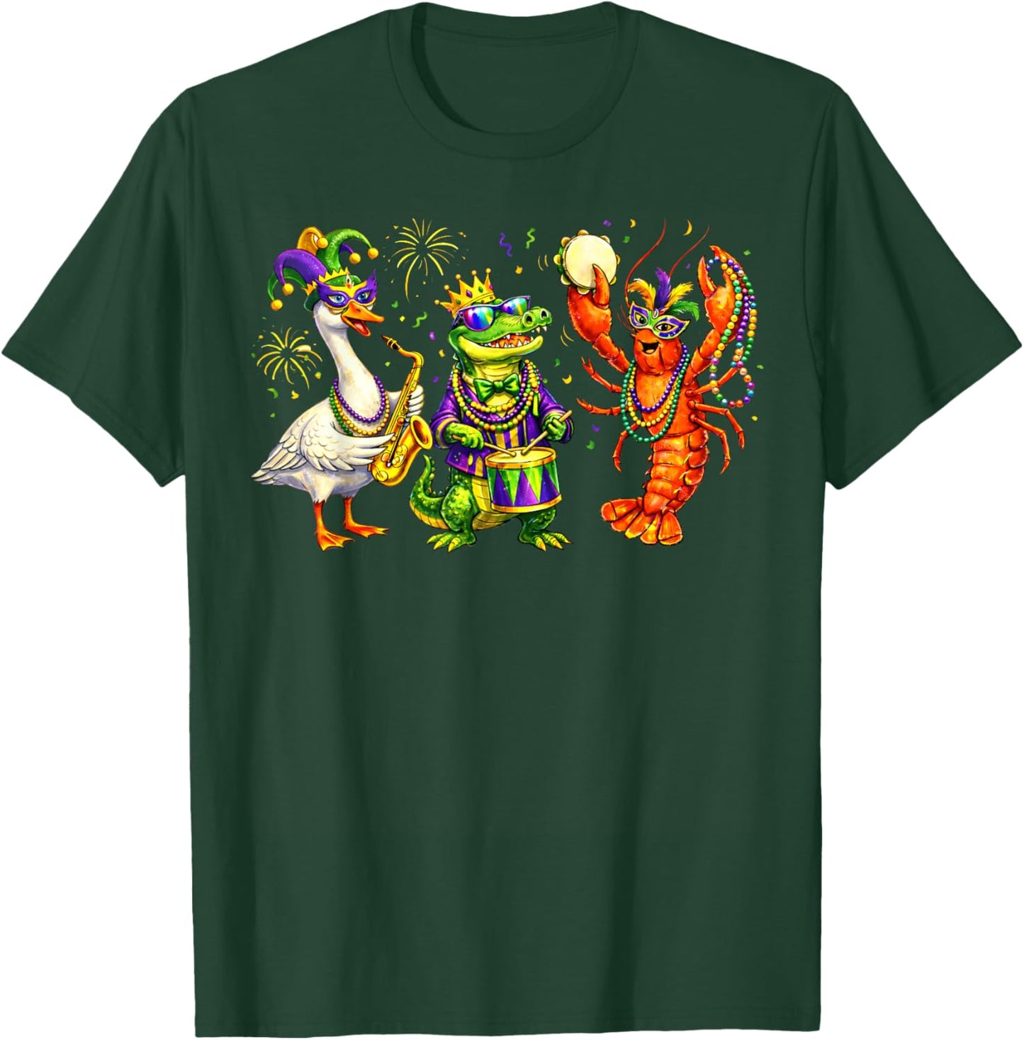 ABC Alligator Brown Pelican Crawfish Louisiana Mardi Gras T-Shirt - T-Shirt | Forest