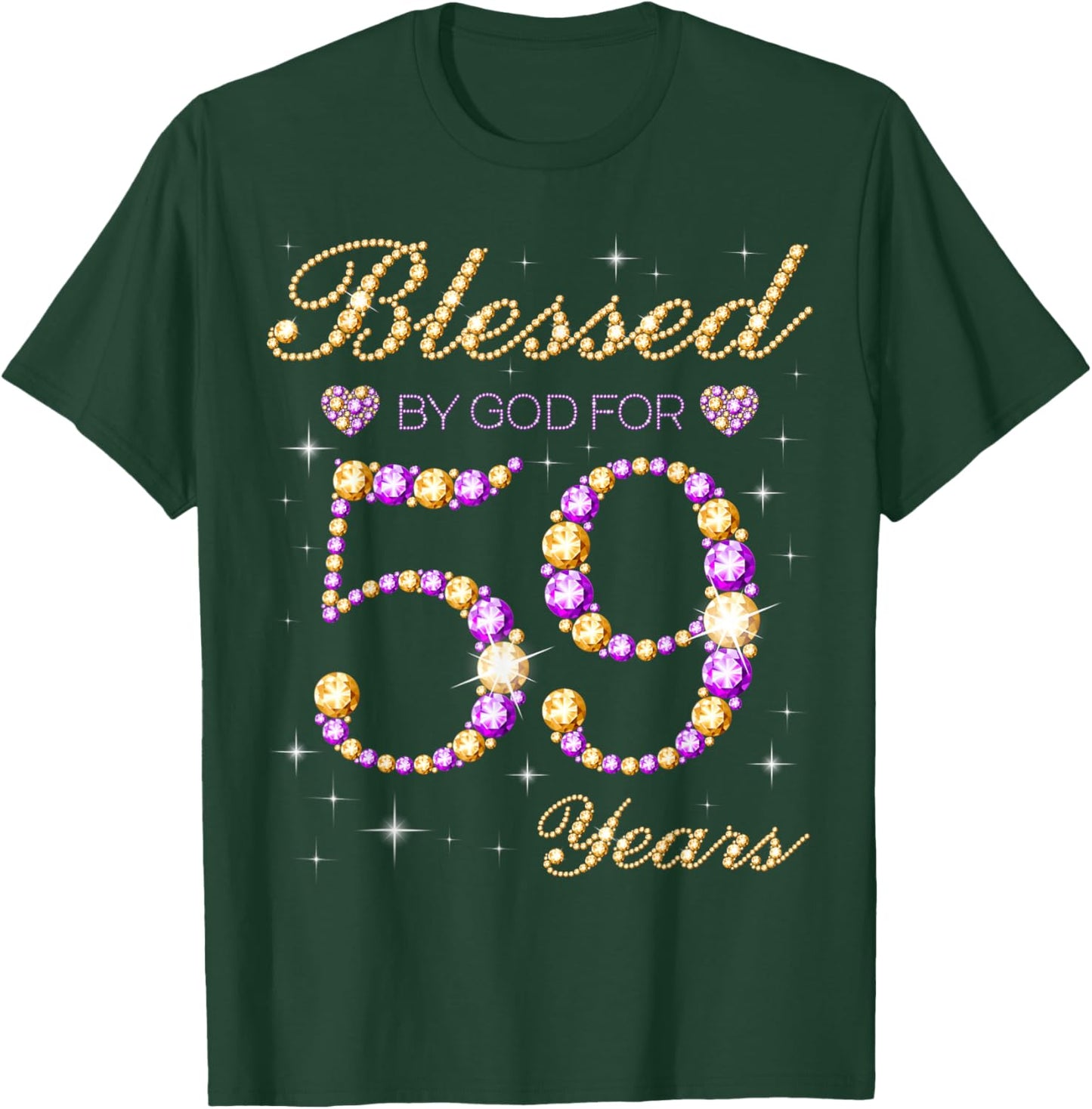 Blessed by God for 59 Years Old Birthday Party Cute Bday T-Shirt - T-Shirt | Forest