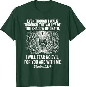 Christian Scripture Art Psalm 23 4 Faith Quote Bible Verse T-Shirt - T-Shirt | Forest