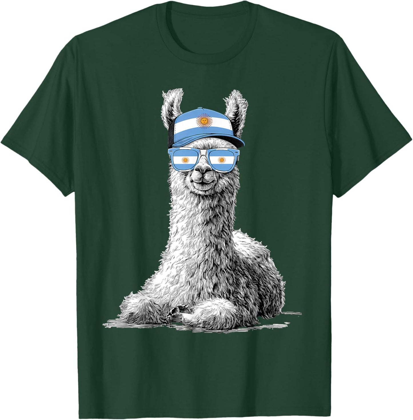 Argentina Llama Alpaca Argentinian Flag T-Shirt - T-Shirt | Forest