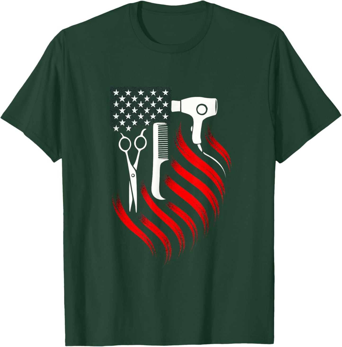 American Flag Scissors - Hairstylist Tools T-Shirt - T-Shirt | Forest