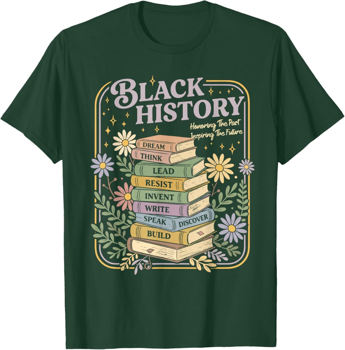 Black History Month Books Retro Black African Teacher Women T-Shirt - T-Shirt | Forest