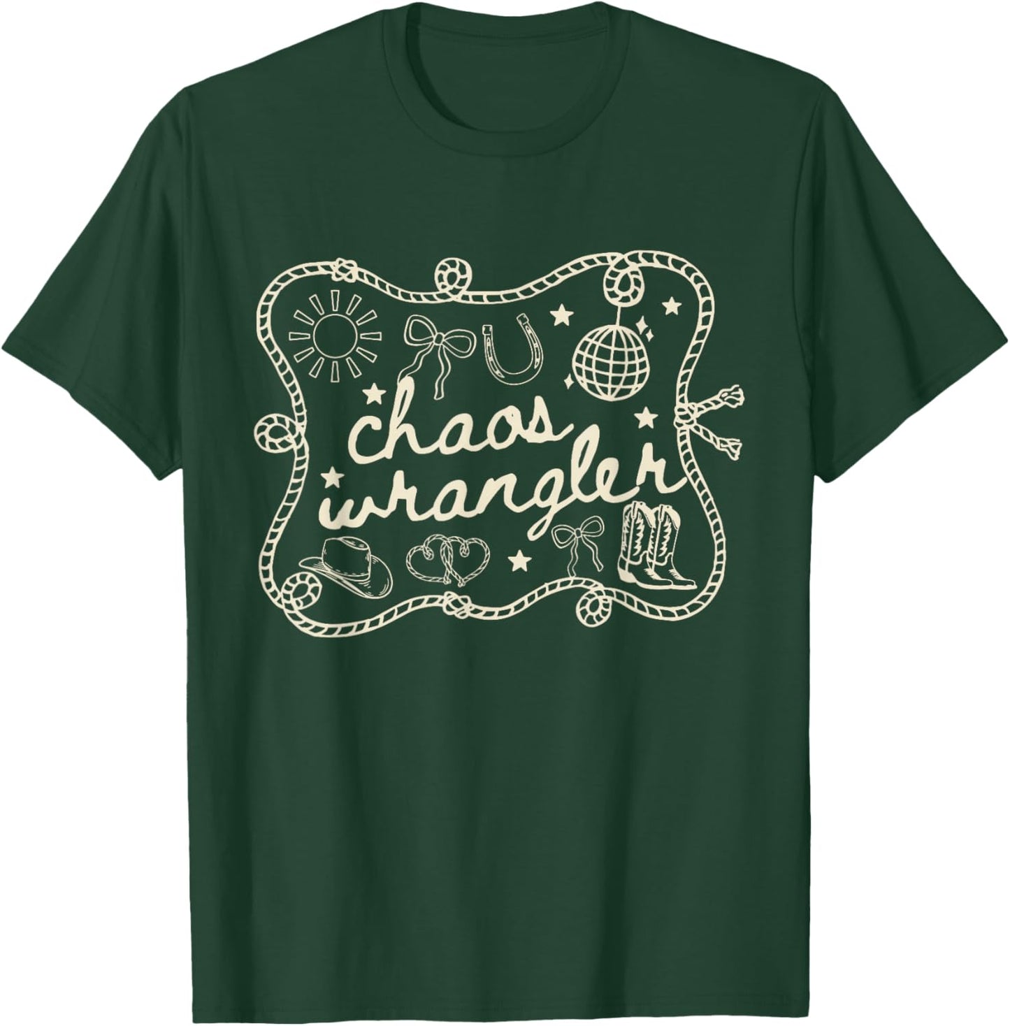 Chaos Coordinator Wrangler Western Teacher Admin Assistant T-Shirt - T-Shirt | Forest