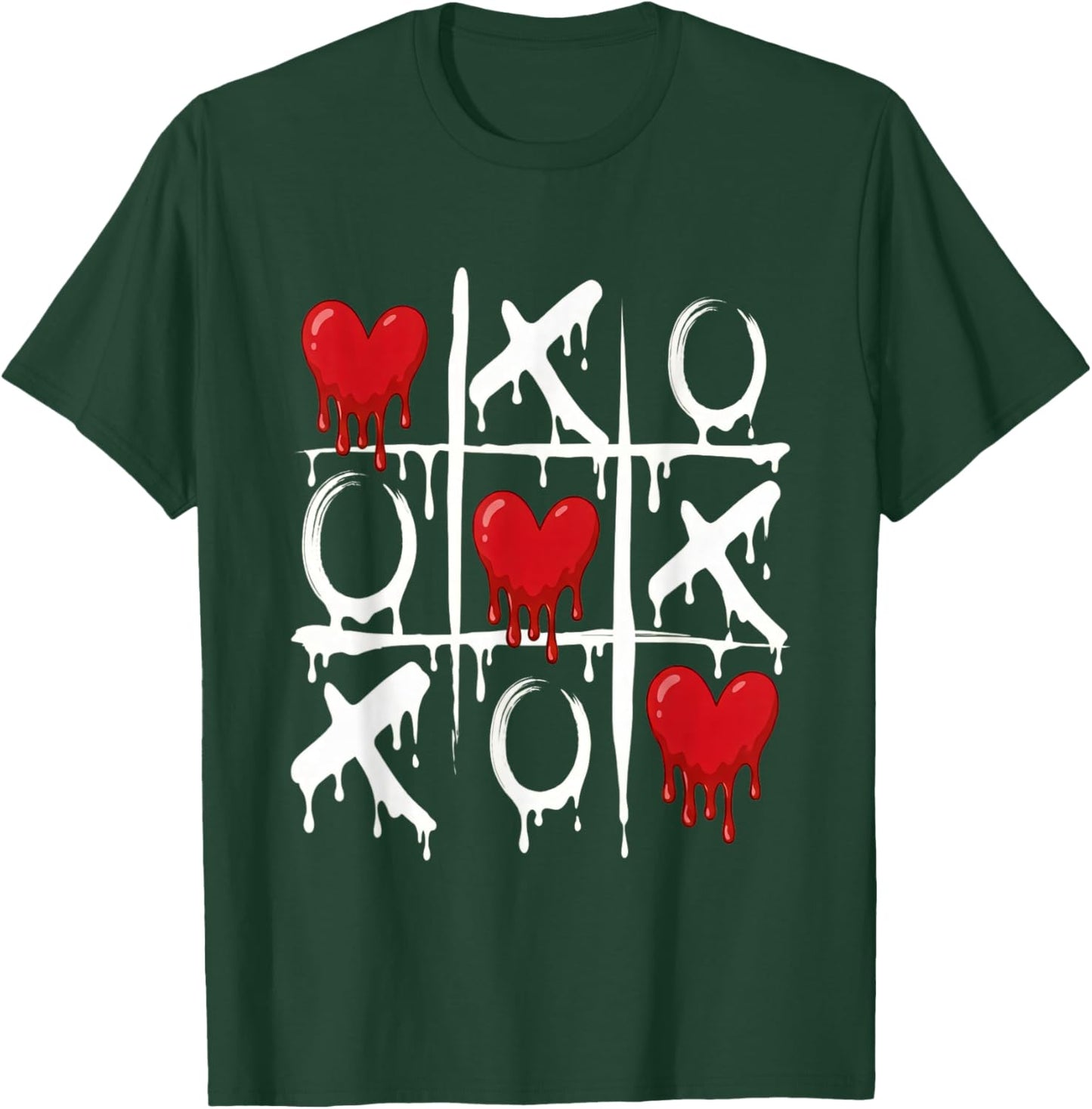 Valentine Tic Tac Toe Love Red Heart Cute Couple Romantic T-Shirt - T-Shirt | Forest