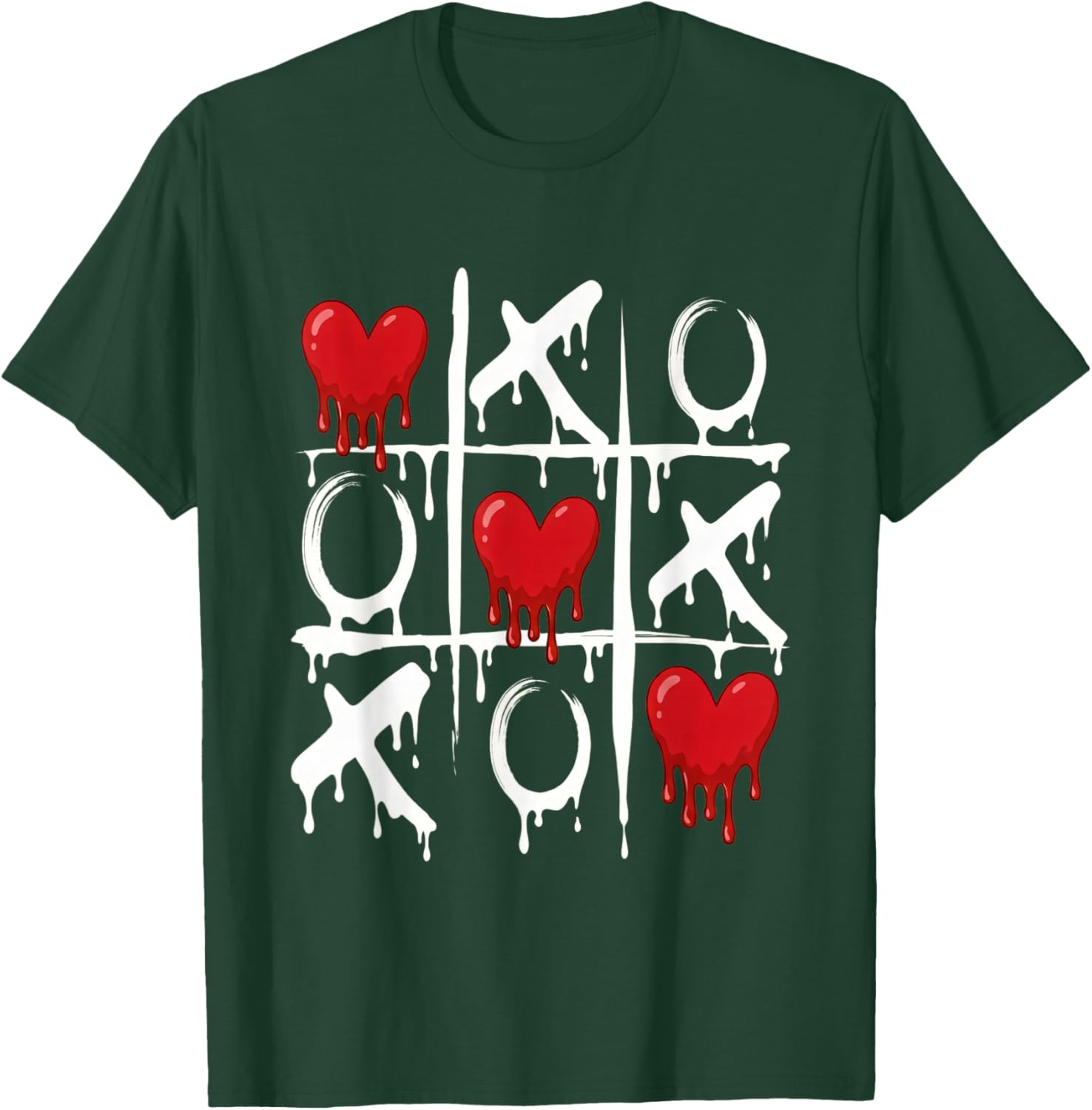 Valentine Tic Tac Toe Love Red Heart Cute Couple Romantic T-Shirt - T-Shirt | Forest