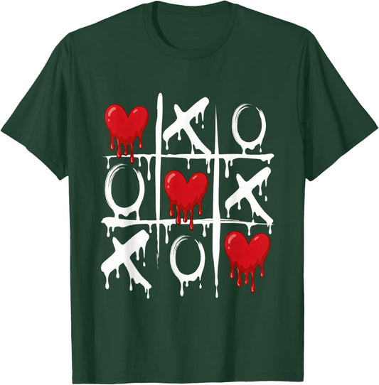Valentine Tic Tac Toe Love Red Heart Cute Couple Romantic T-Shirt - T-Shirt | Forest