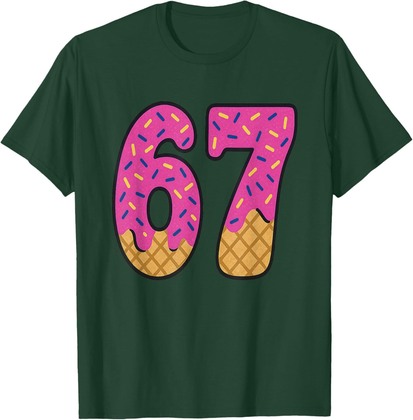 67 Ice Cream Drip Meme Six Seven Waffle Teen Kid Slang T-Shirt - T-Shirt | Forest