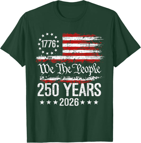 250 Anniversary USA 250th American Flag Patriotic 250 Years T-Shirt - T-Shirt | Forest