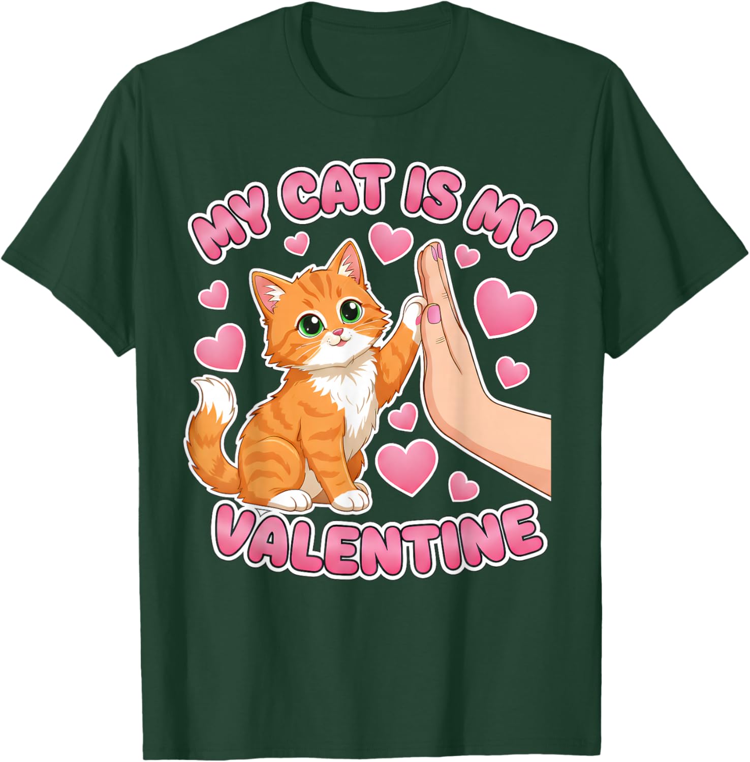 My Cat is My Valentine Cute Cat Heart Valentines Day Lovers T-Shirt - T-Shirt | Forest