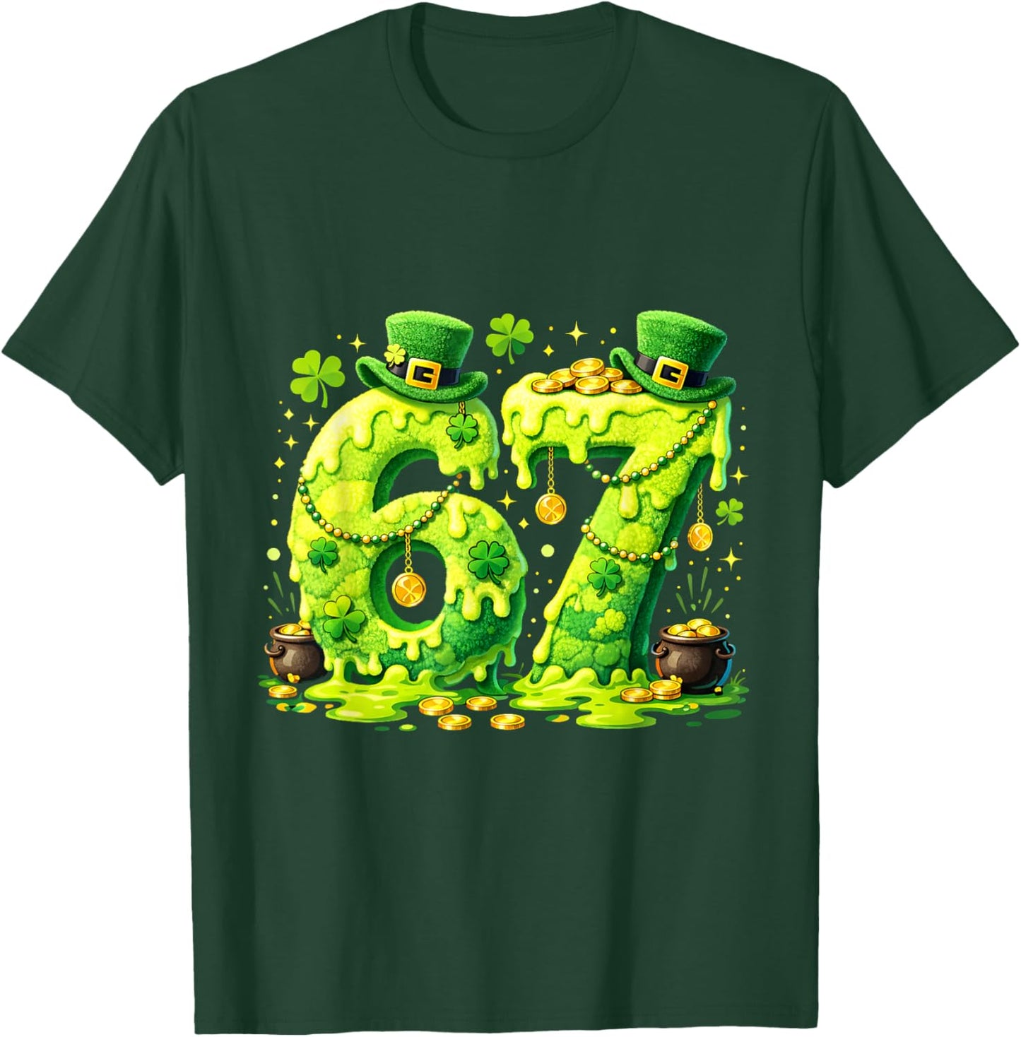 67 Six Seven Meme St Patricks Day Lucky Number Irish Party T-Shirt - T-Shirt | Forest