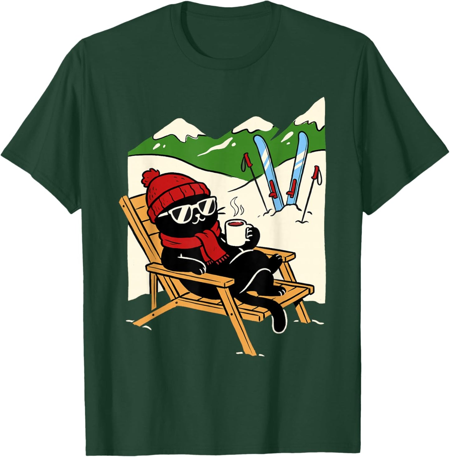 Après-ski Cat Skiing Men Women Kids Funny Après-ski T-Shirt - T-Shirt | Forest