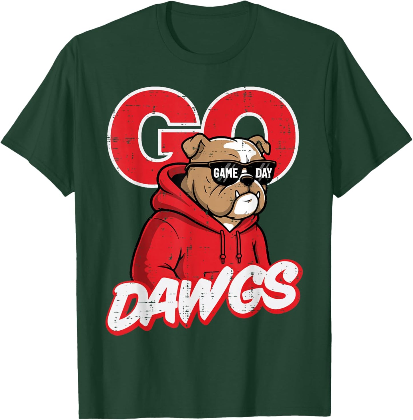 Bulldog Sunglasses Men Women Kids Boys Girls Youth Teen T-Shirt - T-Shirt | Forest