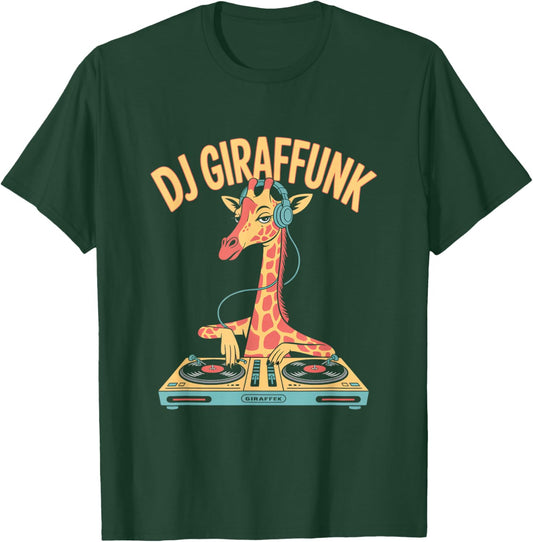 DJ Giraffunk Funny Giraffe DJ Vinyl Turntable Music T-Shirt - T-Shirt | Forest