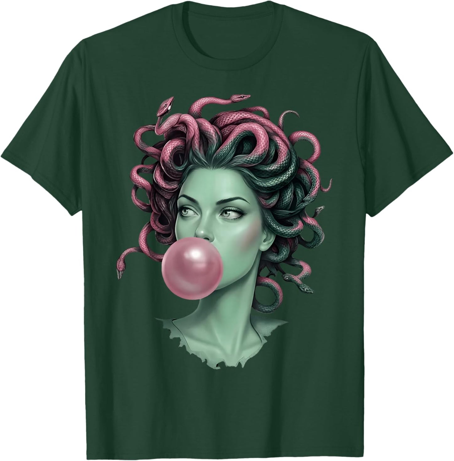 Medusa Bubblegum Mythological Snake Hair Goddess Feminist T-Shirt - T-Shirt | Forest