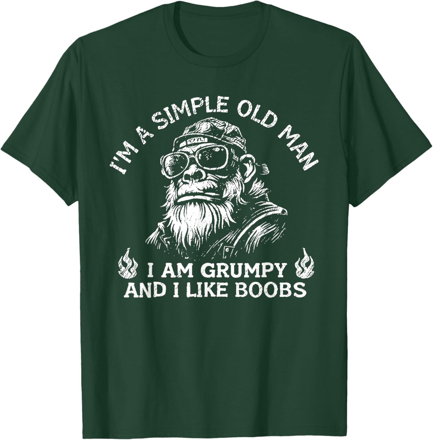 I'm A Simple Old Man I Am Grumpy and I Like Boobs Monkey T-Shirt - T-Shirt | Forest