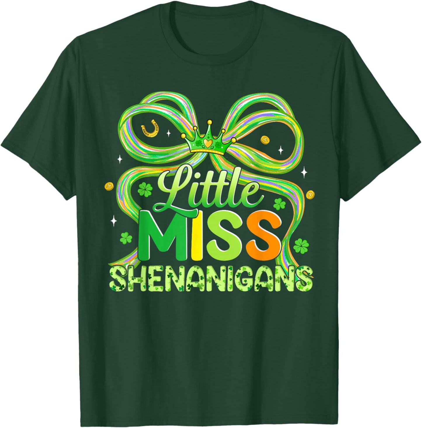 Coquette Bow Little Miss Shenanigans St Patricks Day Toddler T-Shirt - T-Shirt | Forest
