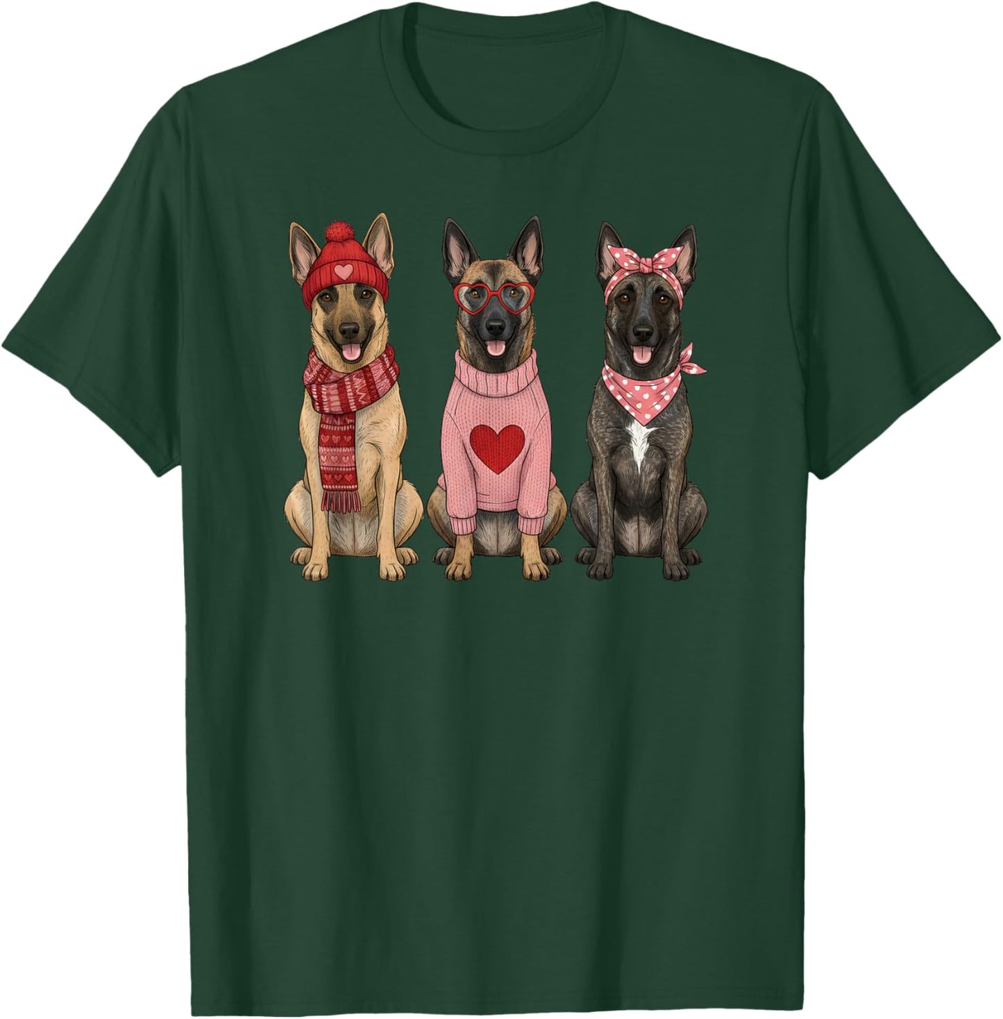 Cute Belgian Malinois Valentine Dog T-Shirt - T-Shirt | Forest