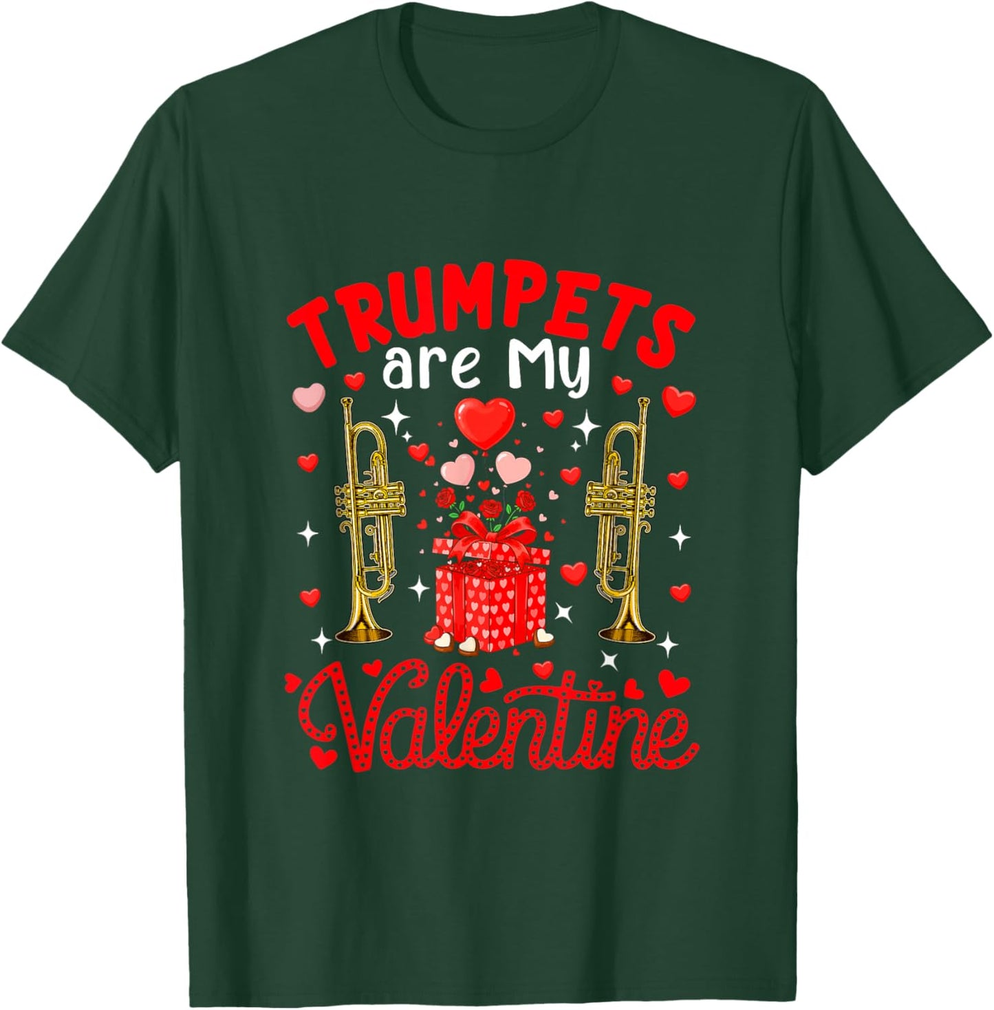 Trumpets are My Valentine Floral Heart Funny Instrument T-Shirt - T-Shirt | Forest