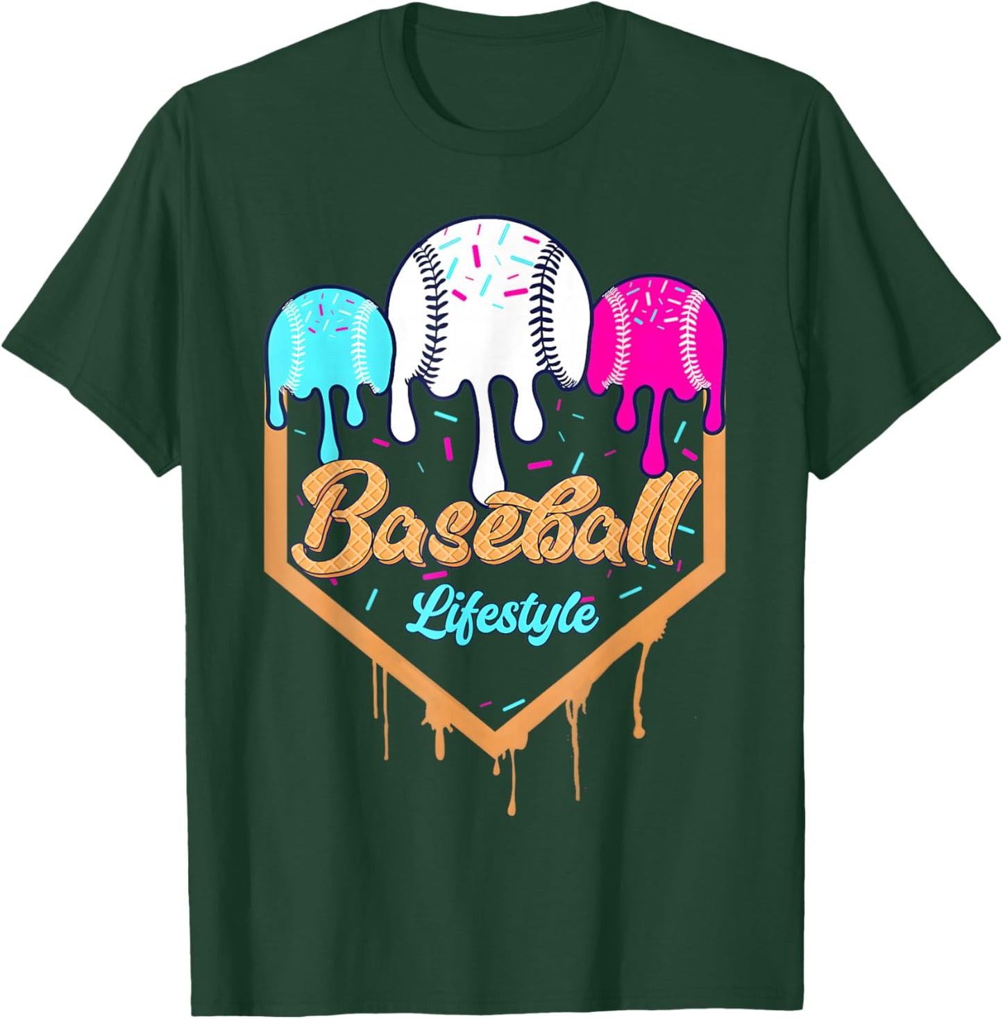 Baseball Life Style 101 Apparel Youth Drip Baseball Boys Kid T-Shirt - T-Shirt | Forest