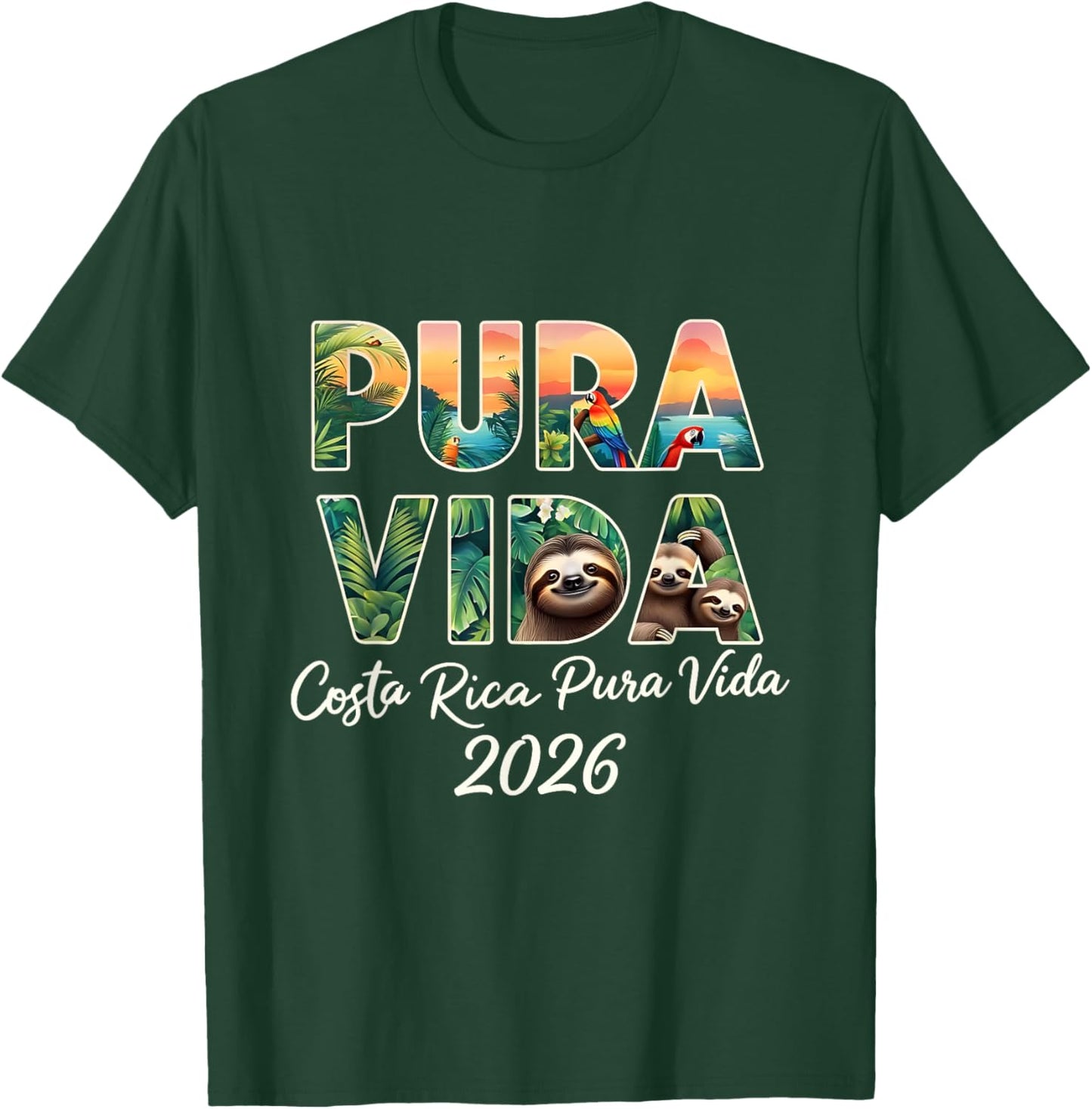 Costa Rica Pura Vida Souvenir 2026 Central America Travel T-Shirt - T-Shirt | Forest
