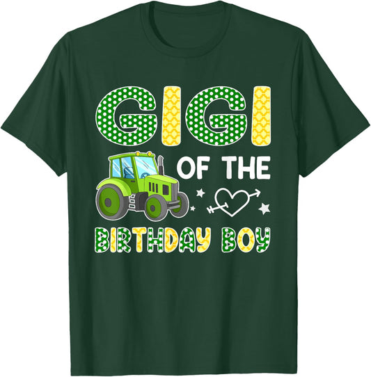 Gigi of The Birthday Boy Family Tractors Farm Trucks T-Shirt - T-Shirt | Forest