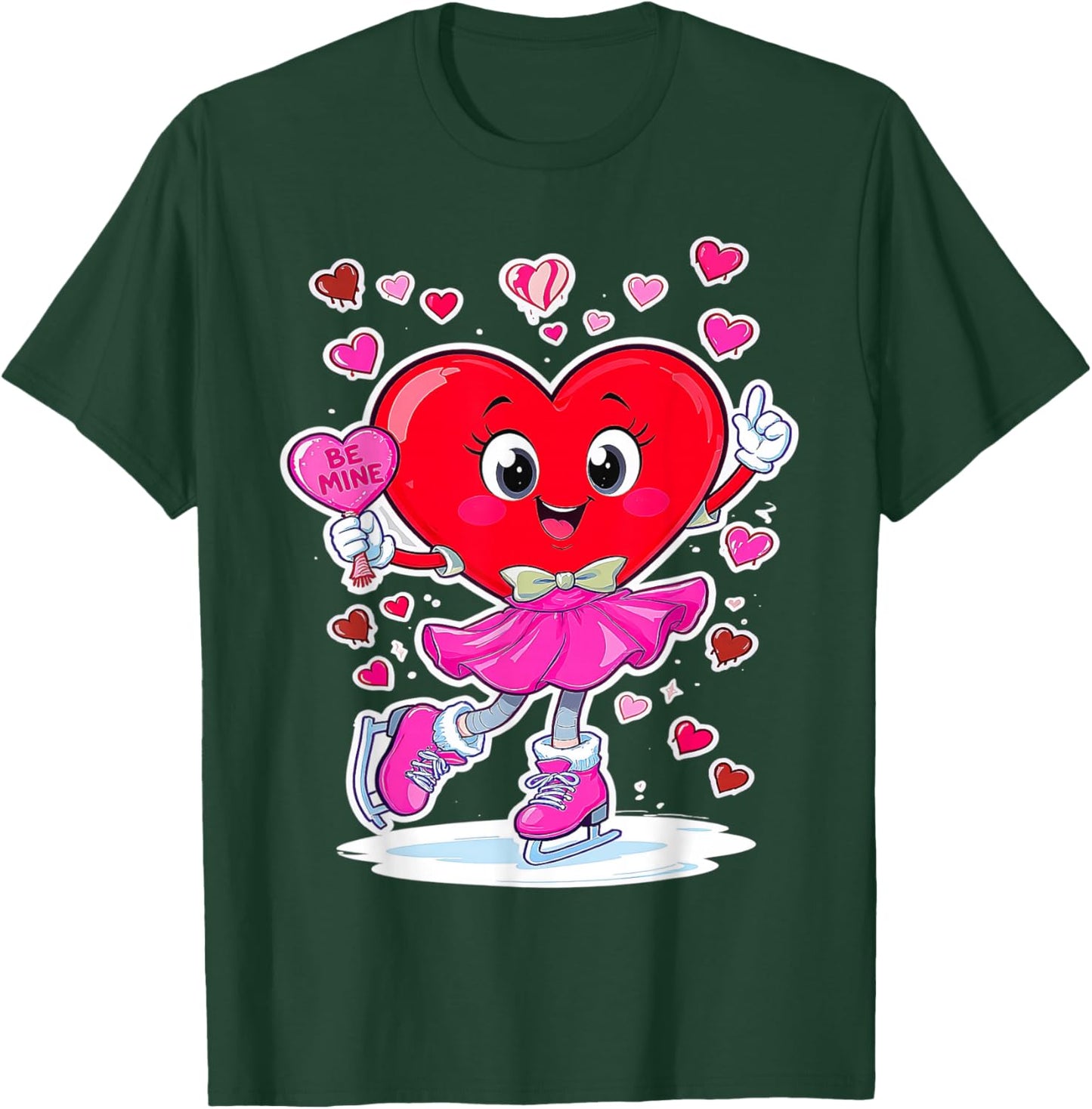 ice Skating Equipment Player Valentine Heart Costume dripped T-Shirt - T-Shirt | Forest