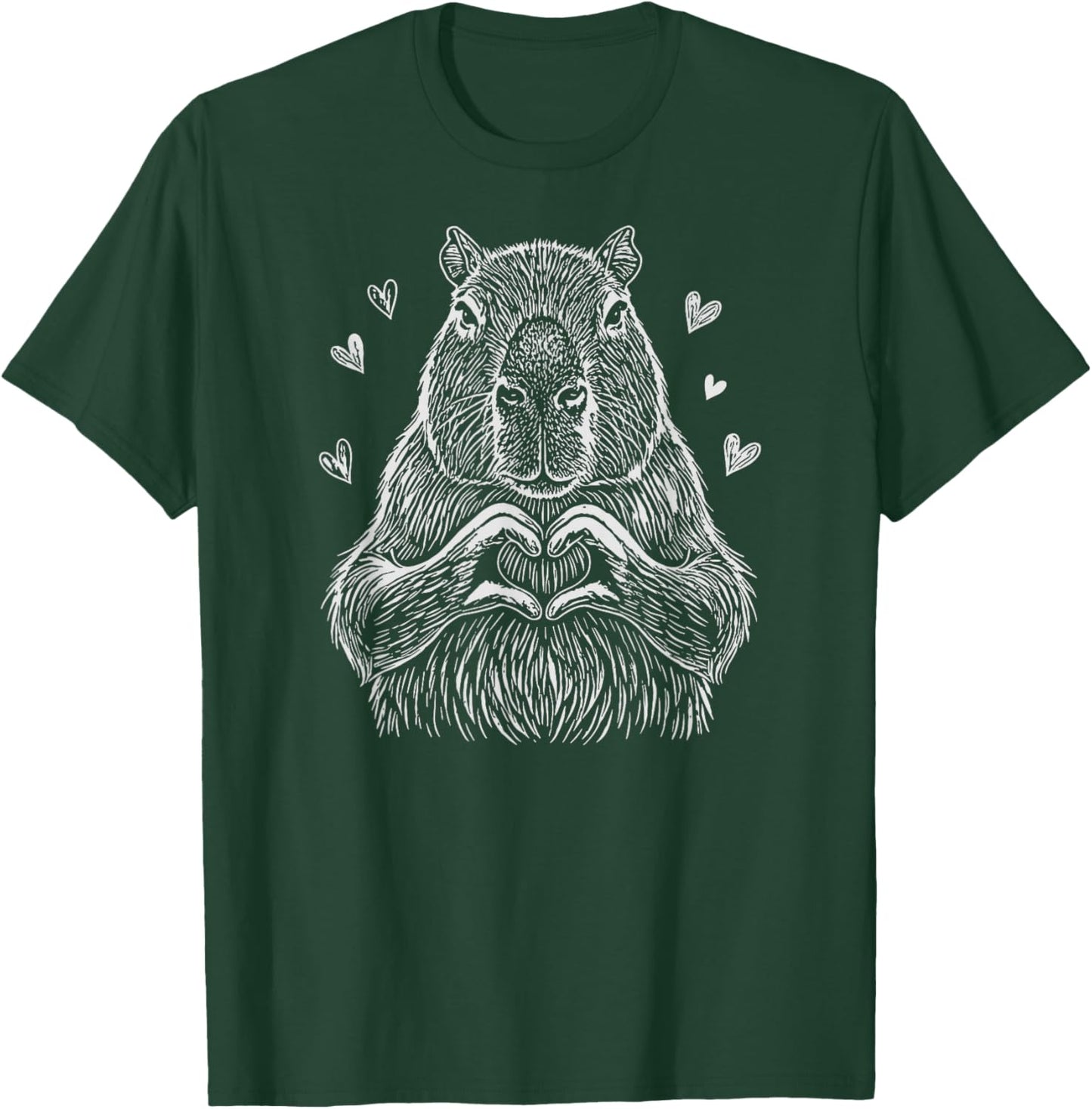 Cute Capybara Valentine's Day T-Shirt - T-Shirt | Forest