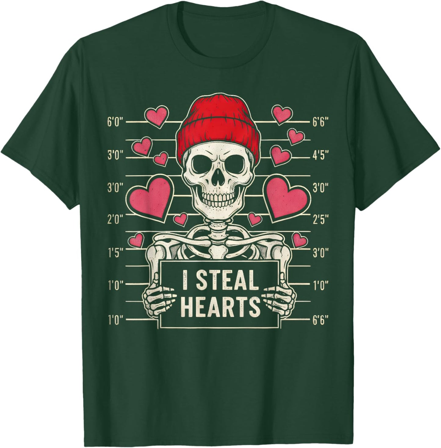 I Steal Hearts Skeleton Retro Skull Heart Funny Valentines T-Shirt - T-Shirt | Forest