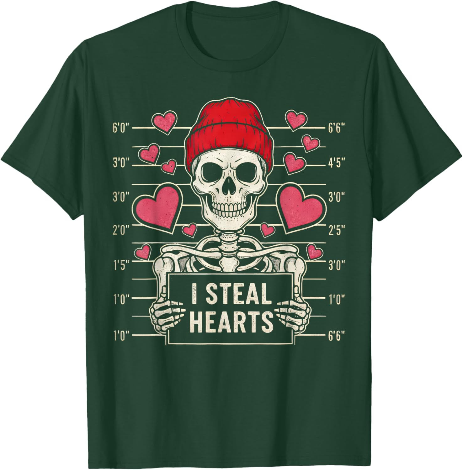 I Steal Hearts Skeleton Retro Skull Heart Funny Valentines T-Shirt - T-Shirt | Forest