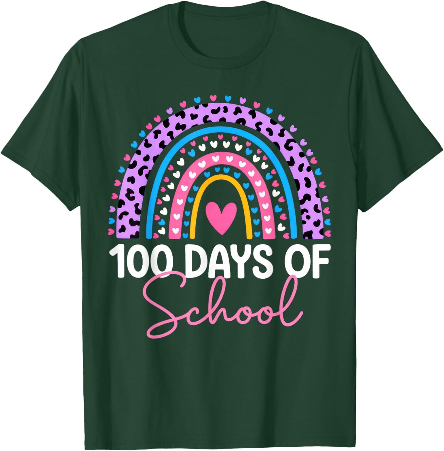 100 Days of School Teacher, 100th Day of School Rainbow T-Shirt - T-Shirt | Forest