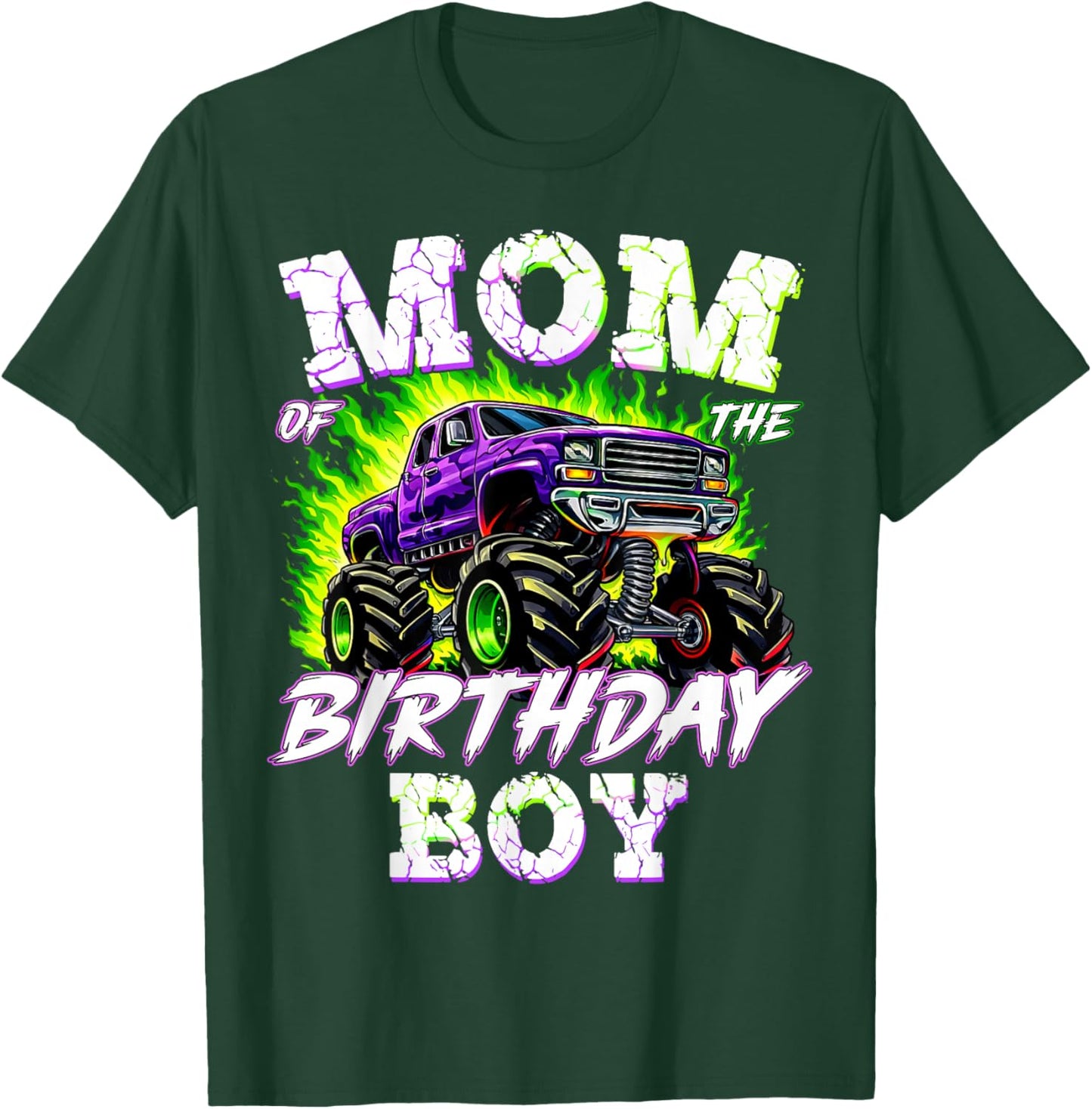 Mom of The Birthday Boy Monster Truck Family Matching Party T-Shirt - T-Shirt | Forest