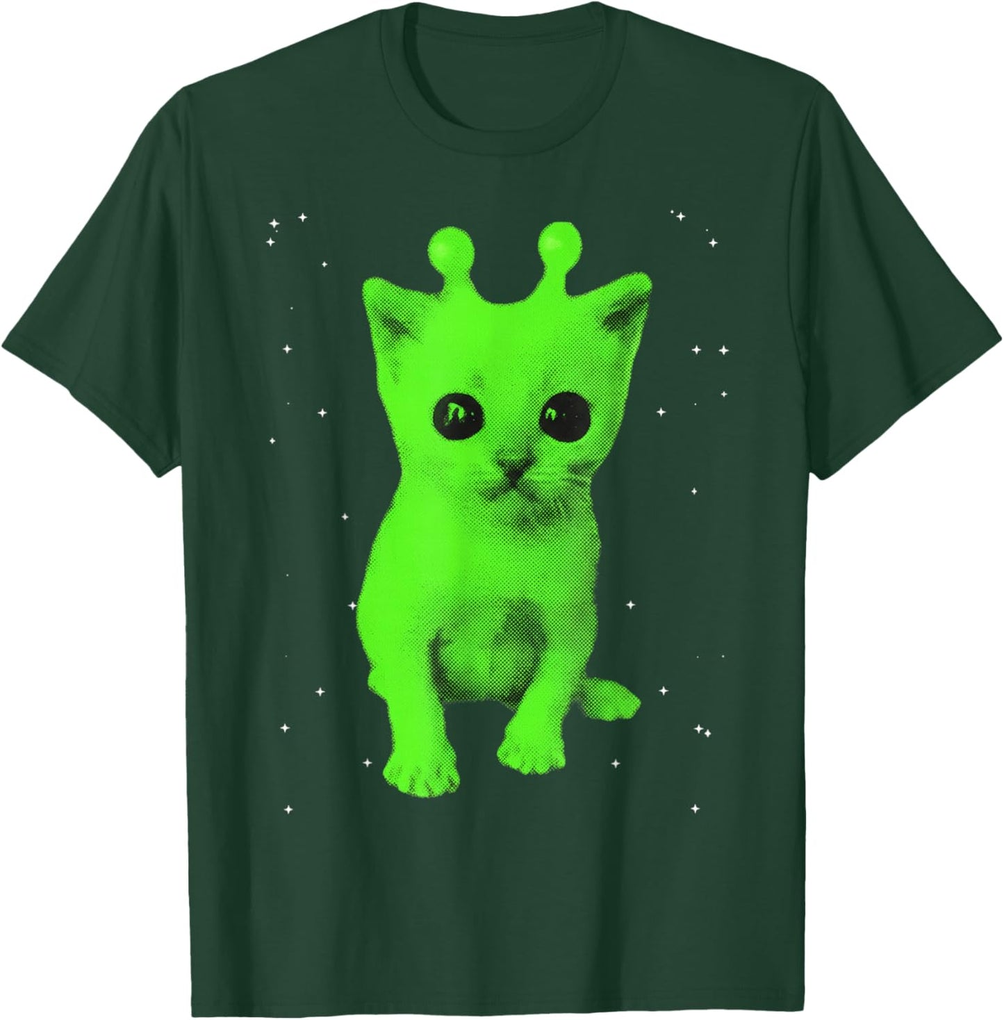 Y2k Alien UFO Cat Space Vintage 90s Retro Silly Cats Lover T-Shirt - T-Shirt | Forest