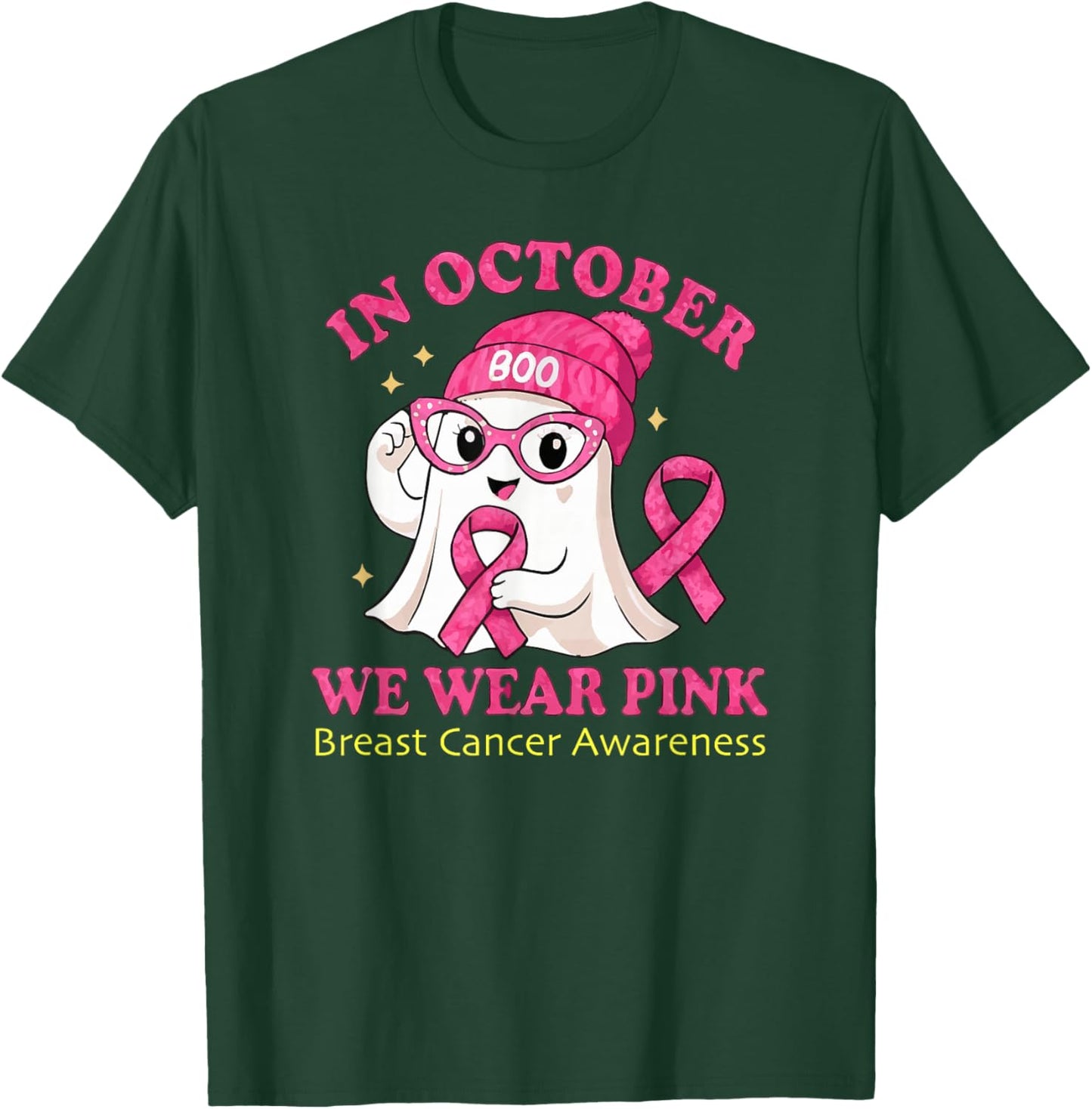 in October We Wear Pink Breast Cancer Awareness T-Shirt - T-Shirt | Forest