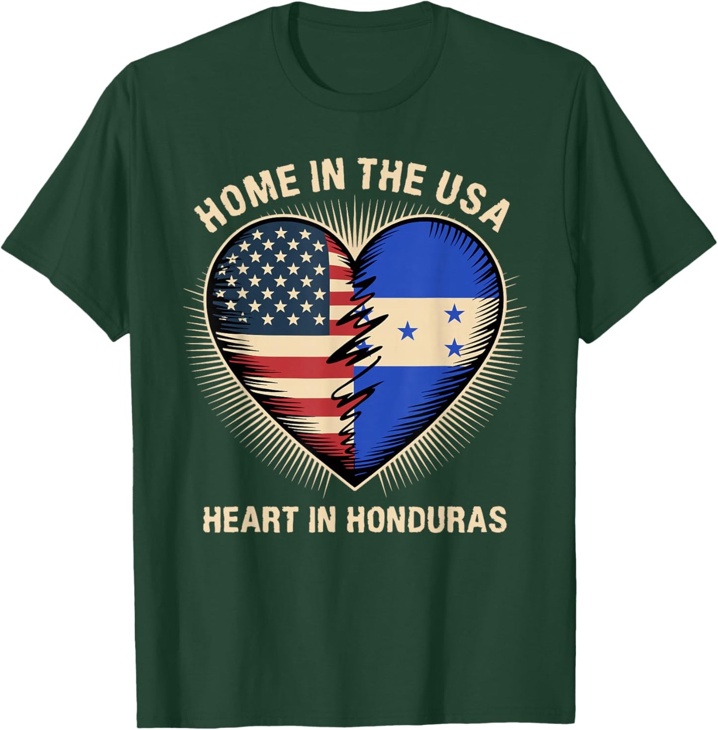 Home in The USA Heart in Honduran American Honduras T-Shirt - T-Shirt | Forest