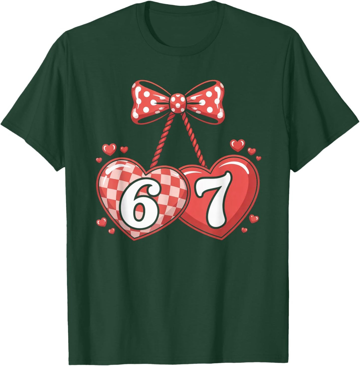 Cute 67 Hearts Number Six Seven Valentines Day Love T-Shirt - T-Shirt | Forest