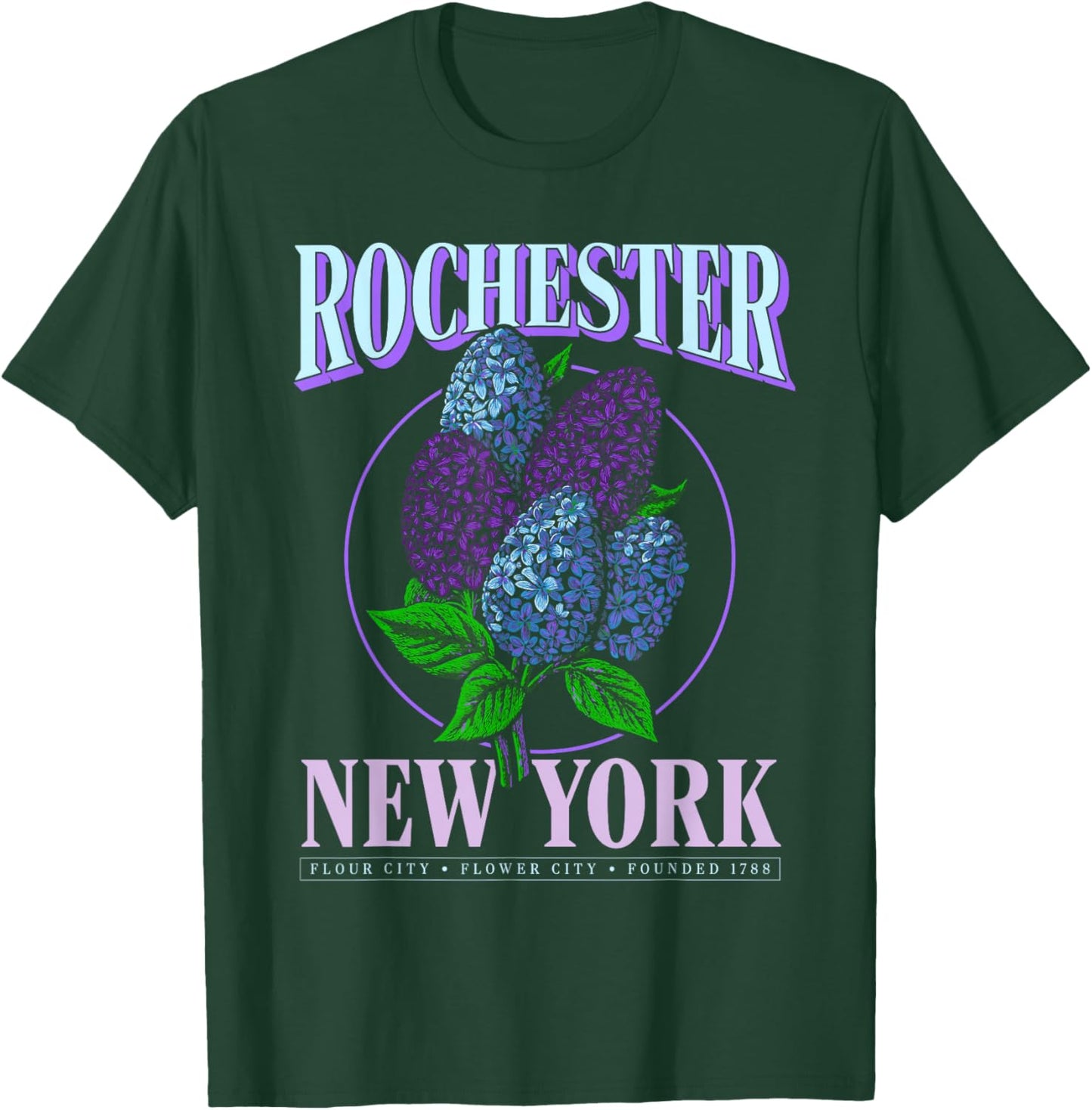 Rochester NY Lilac Apparel – Rochester Flower City T-Shirt - T-Shirt | Forest