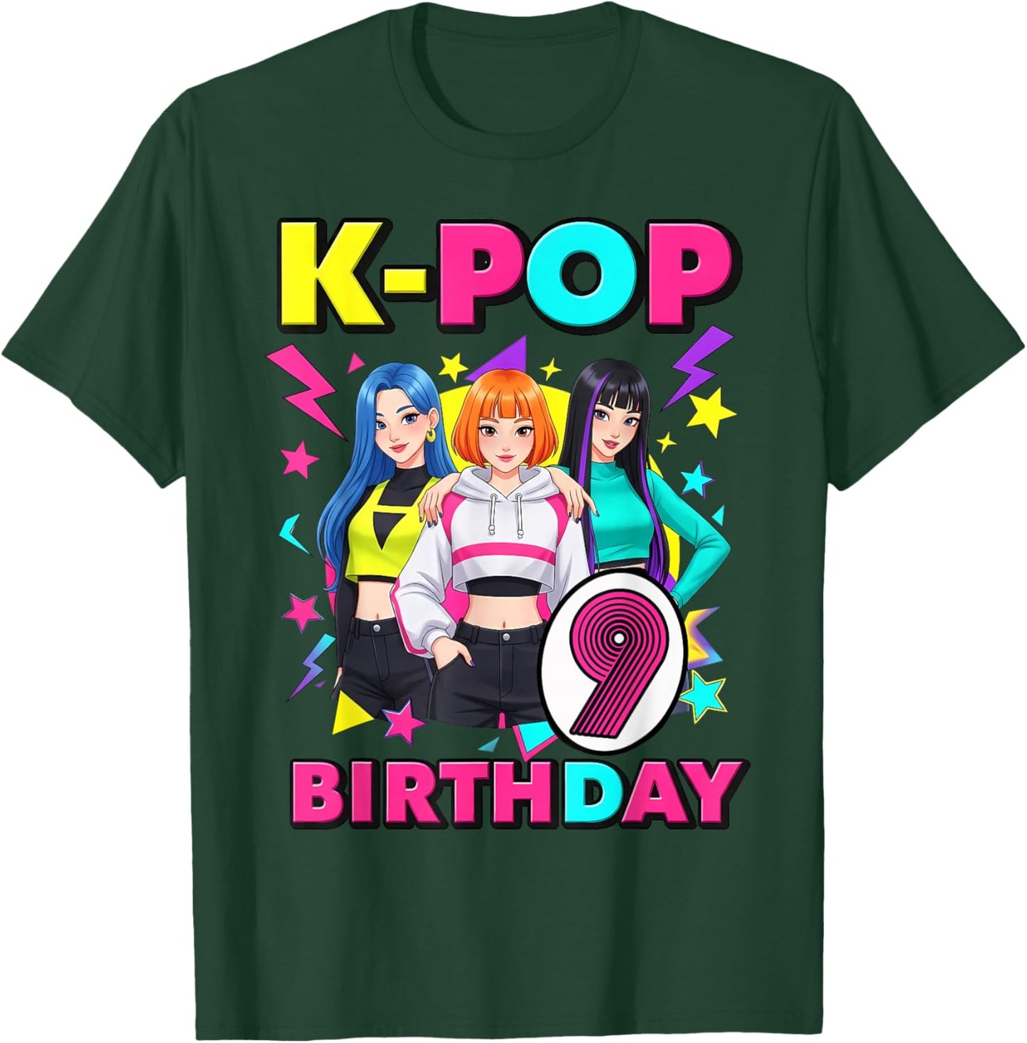 9 Years Old Birthday K Pop Kids 9th Birthday Girls K-pop T-Shirt - T-Shirt | Forest