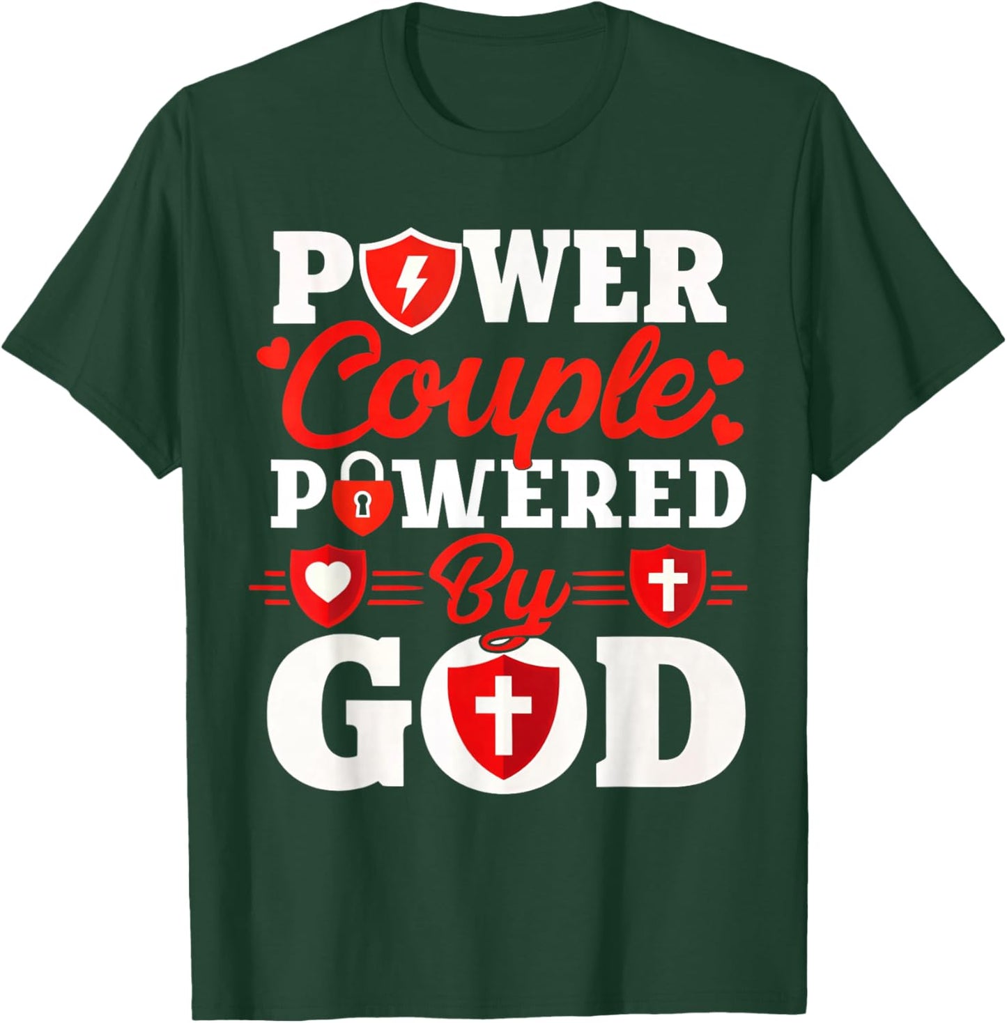 Power Couple Powered by God Christian Couples Matching T-Shirt - T-Shirt | Forest