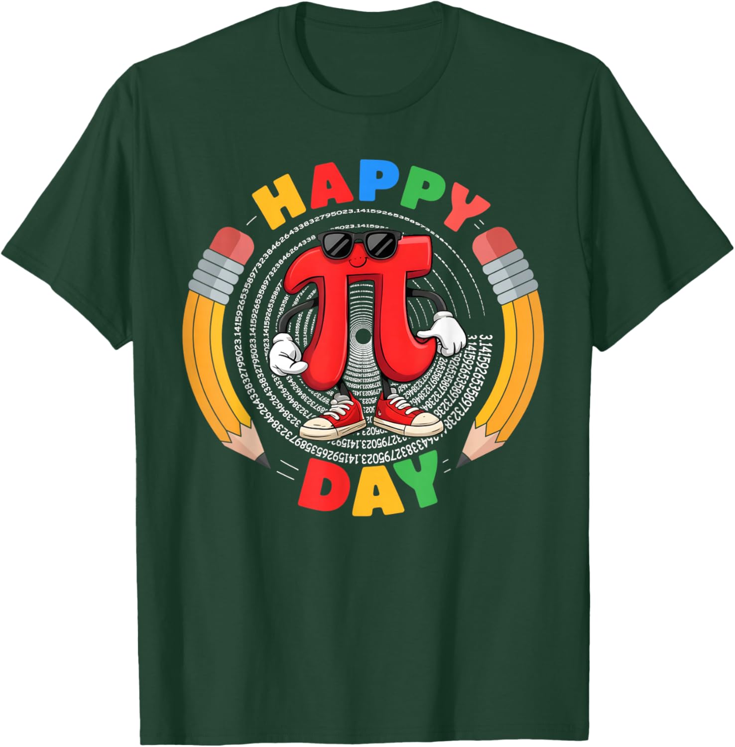 Happy Pi Day Pencil Pi Digit 3.14 Boy Girl Math Teacher T-Shirt - T-Shirt | Forest