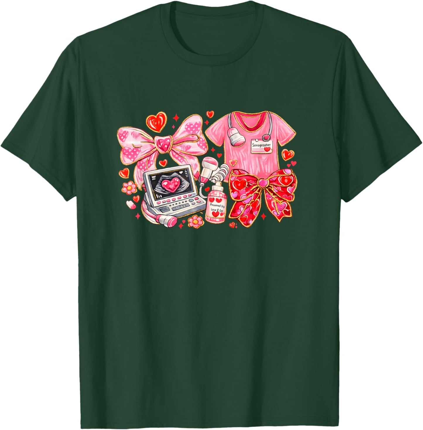 Ultrasound Tech Valentine's - Sonography Valentines Day T-Shirt - T-Shirt | Forest