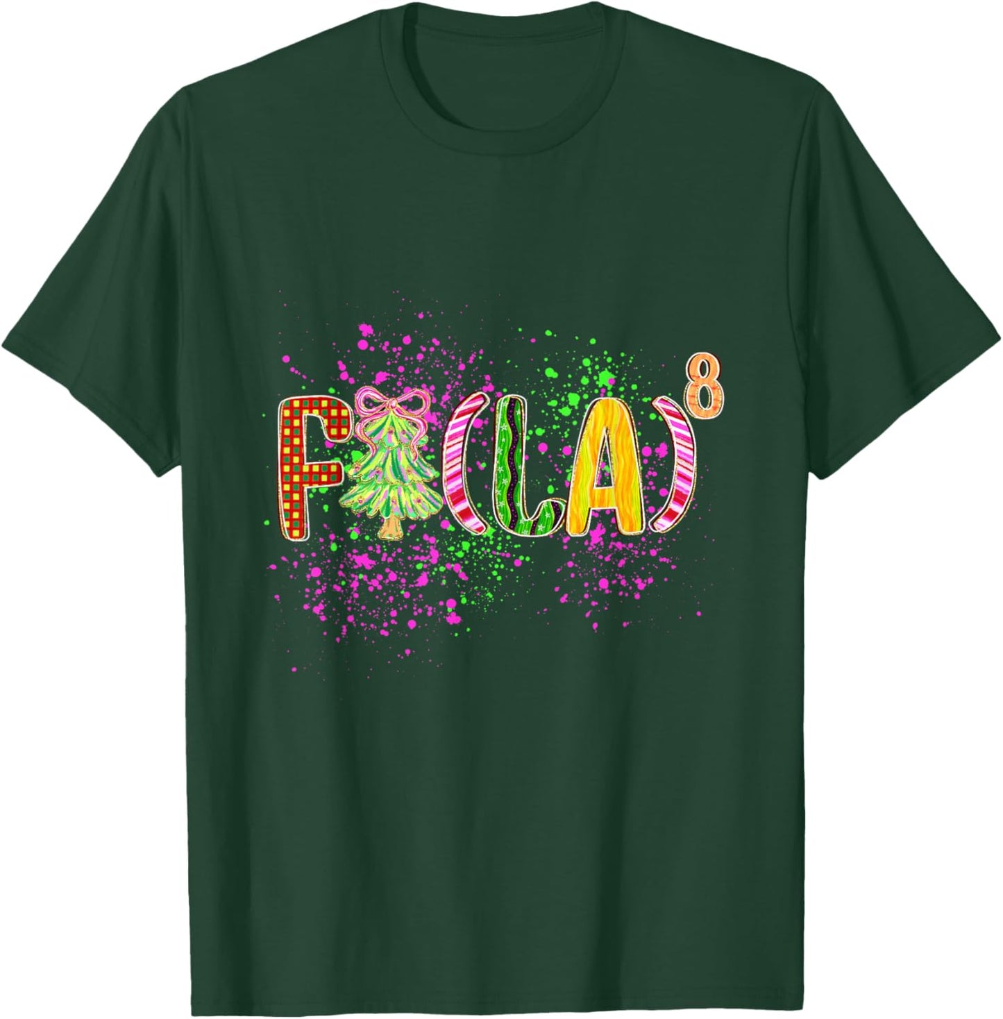 FA (LA) 8 Funny Christmas Santa Math Teacher Student T-Shirt - T-Shirt | Forest