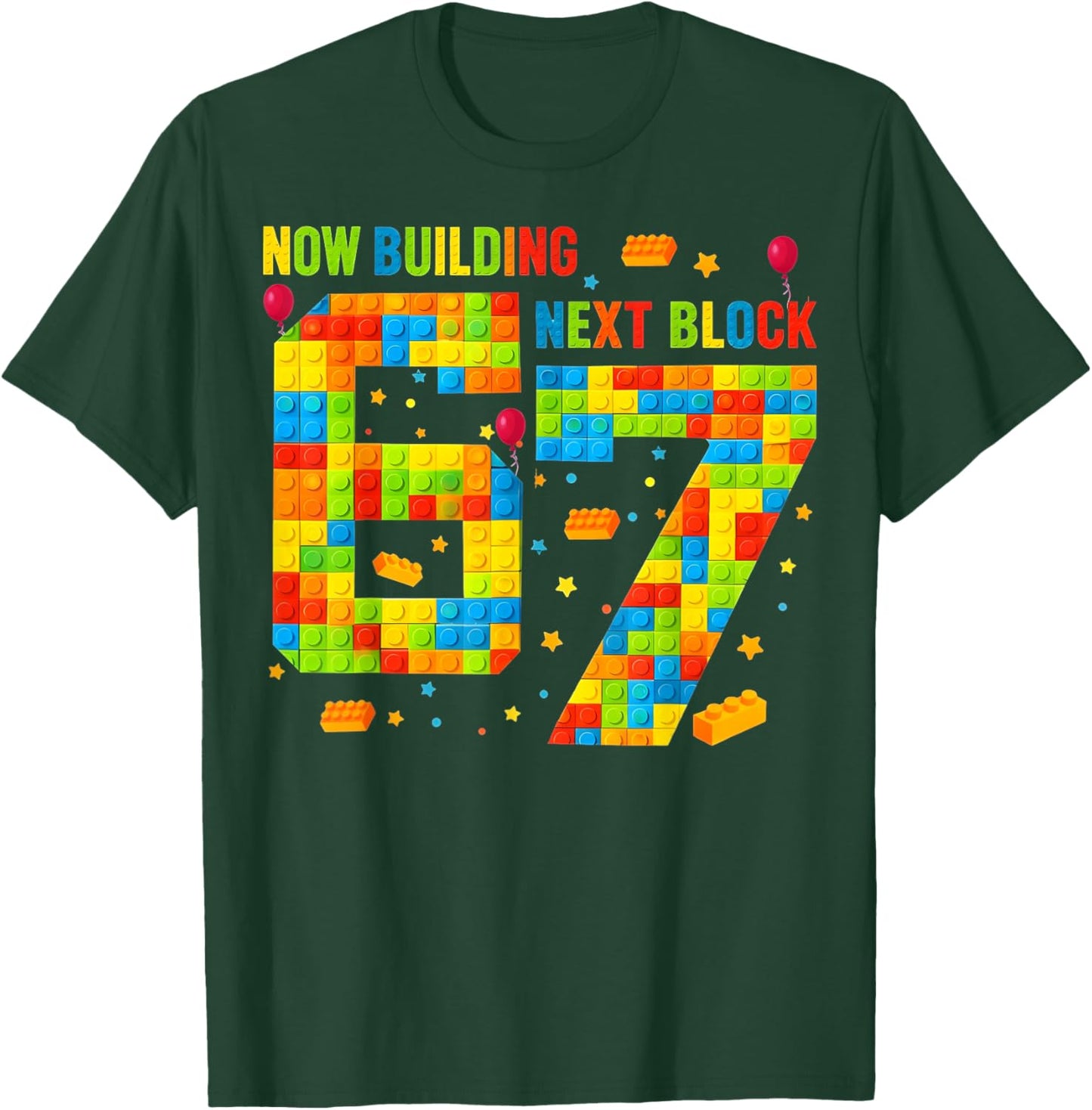 Now Building 6 Next Block 7 Birthday Boy Gift Kids Girl T-Shirt - T-Shirt | Forest